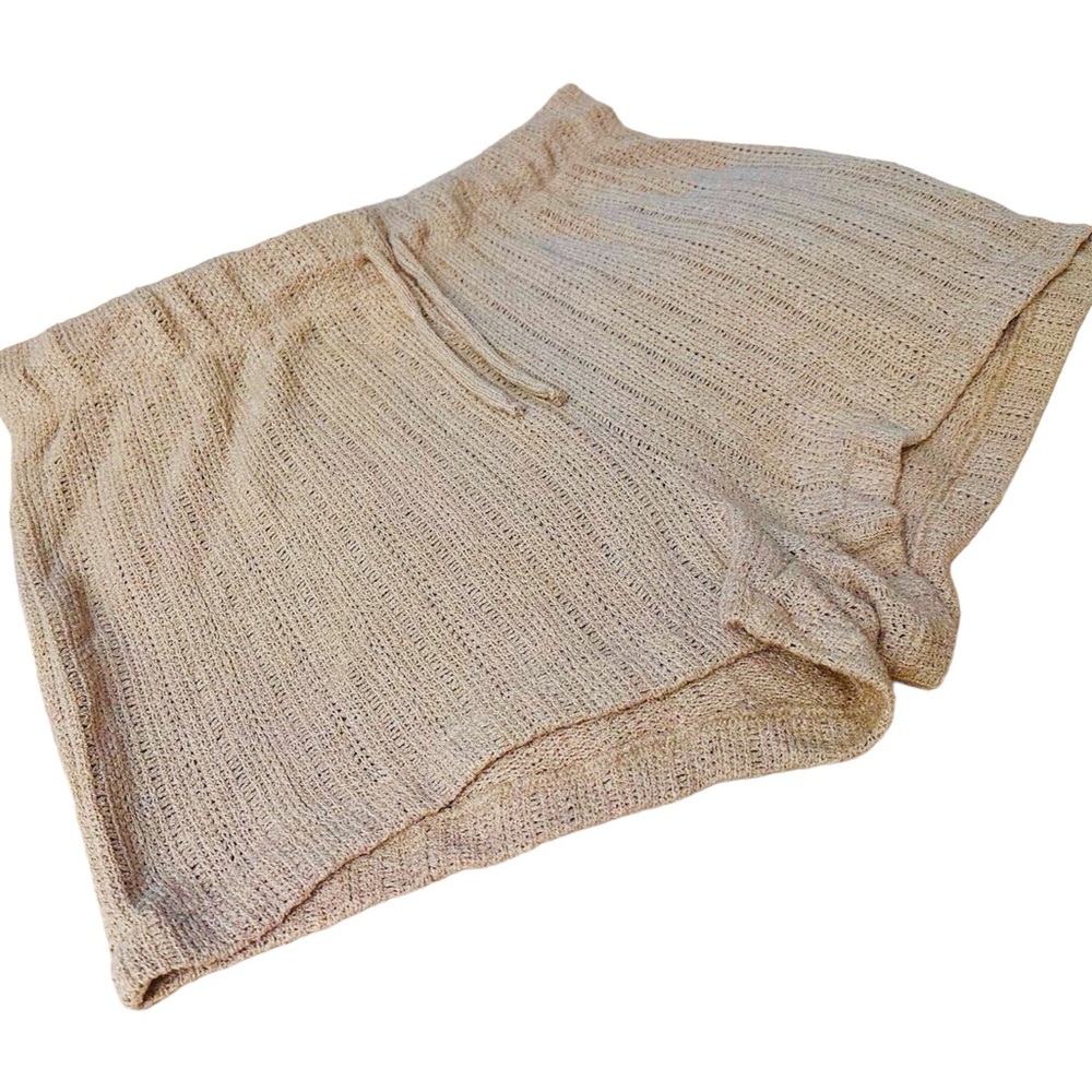 H&M Women’s Tweed Jacquard Beach Shorts Nude Beige High Rise - Size Large - Picture 4 of 8